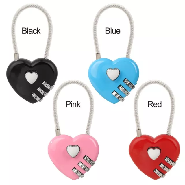 Dial Combination Heart Shaped Lock Security Tool Padlock 3 Digit Password 2