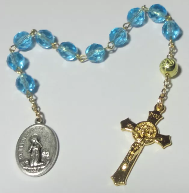 Our Lady of Lourdes & St Bernadette Single Decade Rosary w/ St Benedict Crucifix