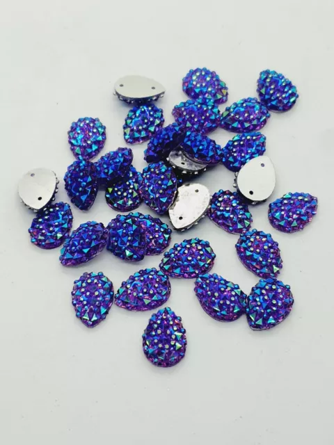 Purple ab sew stich on JEWEL 14mm GEM CRYSTAL RHINESTONE trim Bead crafts