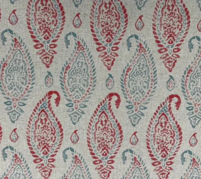 Oxford Paisley Linen Fabric BLUE RED PINK Curtain Blind Craft Upholstery