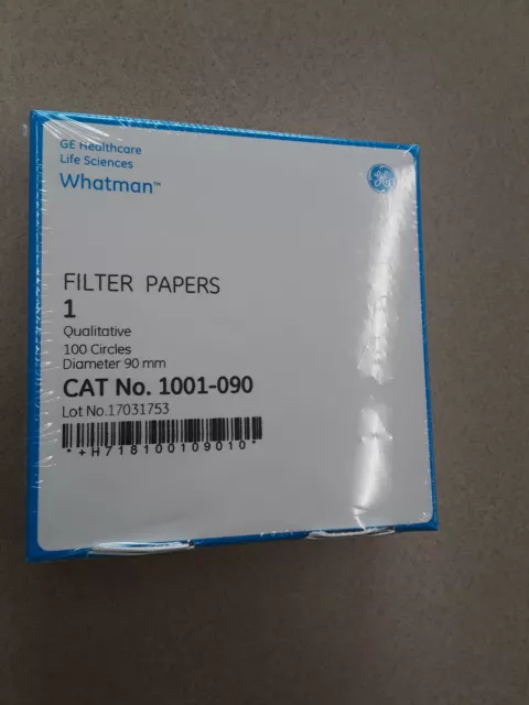 WHATMAN #1 QUALITATIVE Filter Paper 9.0 cm (90 mm) 100 circles new sealed pack