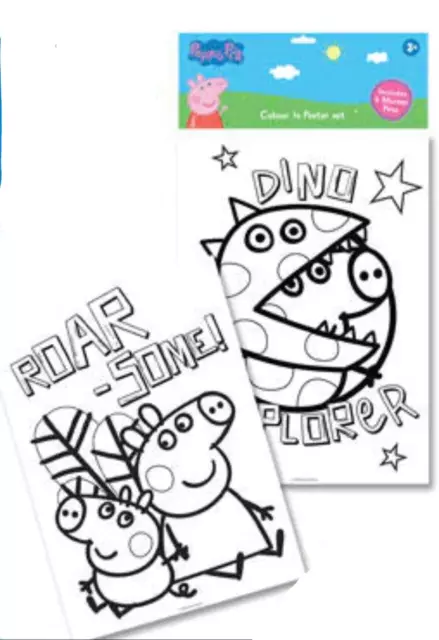 Peppa Pig George Colour In Poster Set Kids 1 x poster, 6 texters