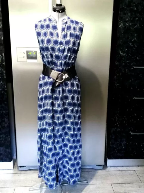 ❤️NEW $170❤️COUNTRY ROAD 8 S shirt dress jacket maxi dress NAVY BLUE WHITE long