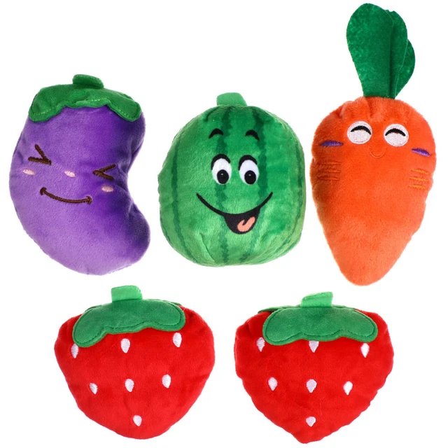 Cucciolo Giocattoli Cigolanti Banana Imbottito Giocando Fungo Peluche Fragola
