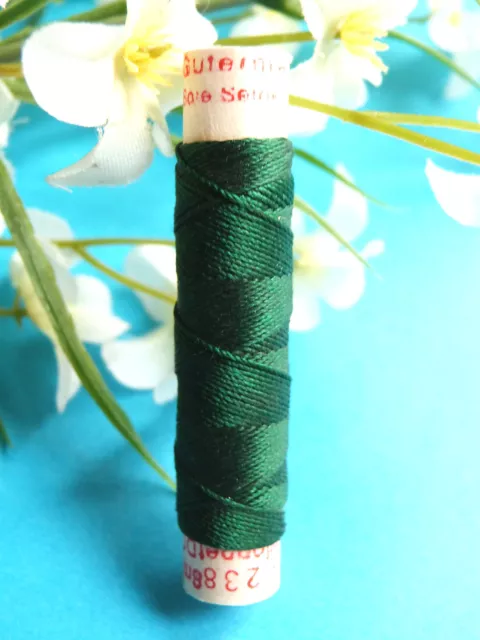 78B/ Belle Bobine Ancienne De Pur Fil De Soie Cordonnet Gutermann Vert N° 238