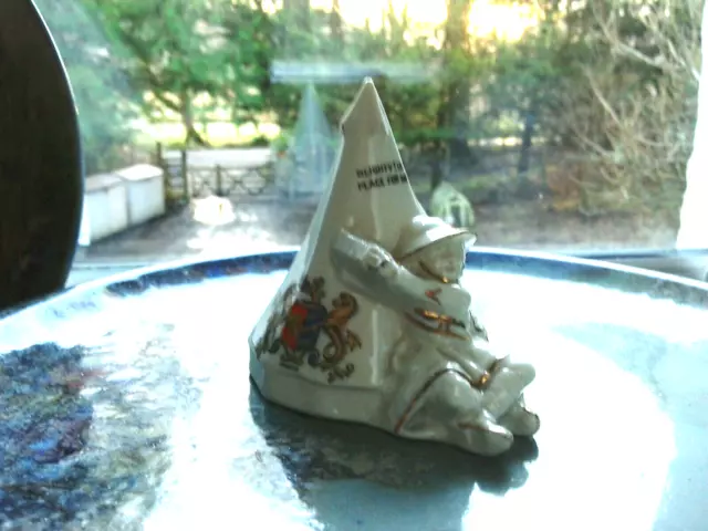 A Unusual Shelley ,Crested Ware, Wwi Soldier Coming Out Of His Tent ,With Motto.