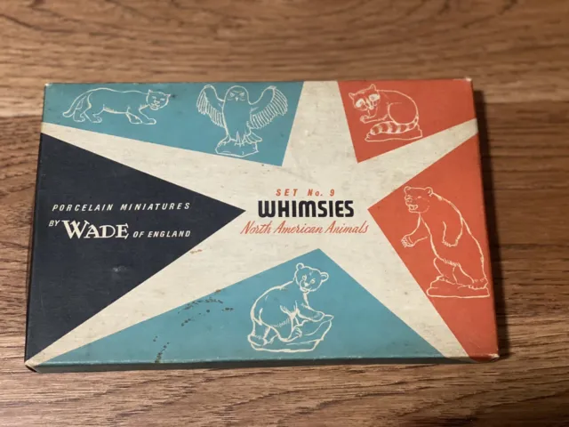 Rare Mid Century 1950s North American Animals Wade Whimsies Set #9 Original Box
