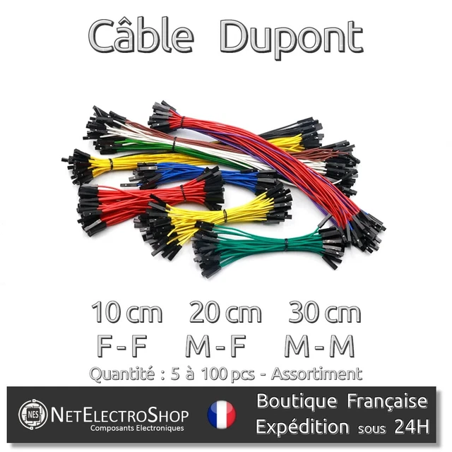 Câbles Dupont Jumper 10/20/30cm - 40 Fils Mâle/femelle - Pour Arduino/électronique - Neuf