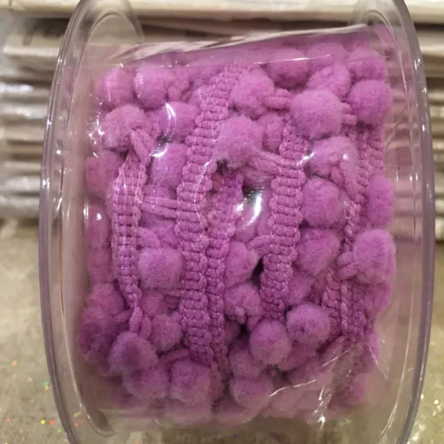 Mini HD Pom-Poms Trim 10 Yards On Spool Lilac Freezywater Haberdashery