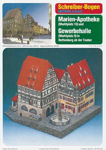 Kartonmodell Marien-Apotheke und Gewerbehalle in Rothenburg ob der Tauber 1:8...