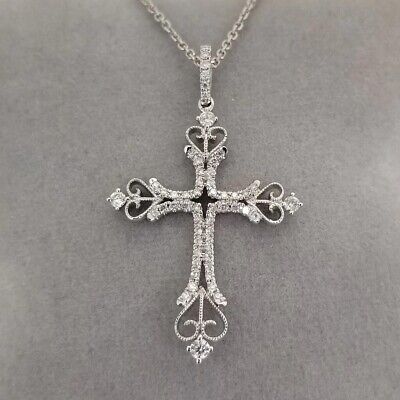 Antique Style Jesus Cross With Heart Shape Necklace For Valentine Day Gifted 16”
