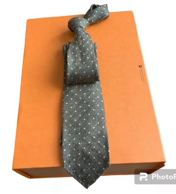 Drake’s London Gents Summer Silk  & Cotton  Polka Dot Tie Hand Made In England