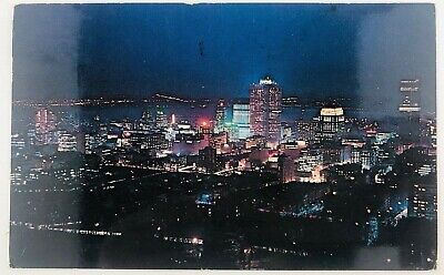 Vintage Montreal Canada Montreal at Night from Mount Royal Postcard 1964