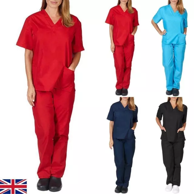 Women Ladies Scrub Doctor Uniform Nurse Dentist Hospital Tops Workwear Pants Set