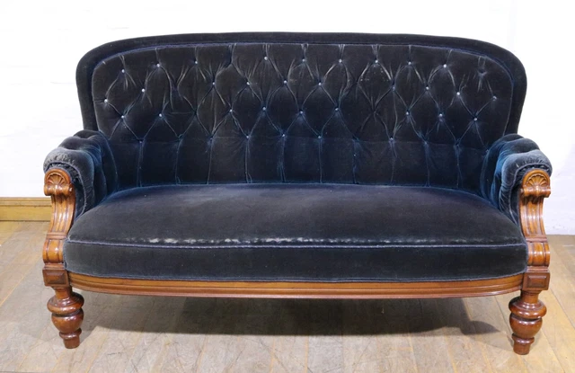 Antique Victorian carved button back sofa - settee