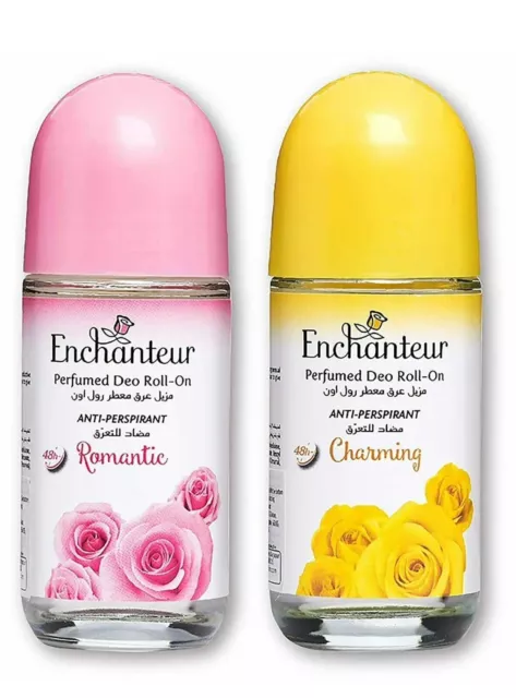 Lot de 2 déodorants roll-on Enchanteur Romantic & Charming pour femme, 50 ml