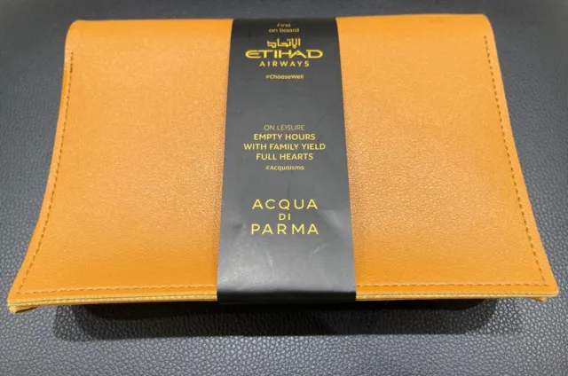 Acqua Di Parma Etihad Airways Business Class Amenity Kit Tan Cosmetic Pouch New