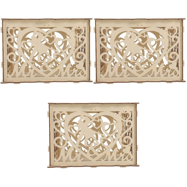 3x Scatola di memoria laurea Carte matrimonio Keepsake Box Legno Scatola Regalo per Matrimonio