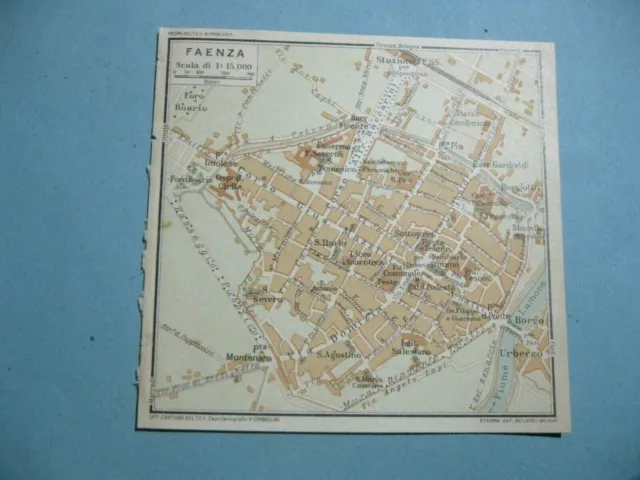 stampa antica old map MAPPA carta topografica FAENZA EMILIA ROMAGNA 1924