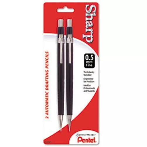 PENTEL Sharp Mechanical Drafting Pencil 0.5 mm Black Barrel 2/Pack P205