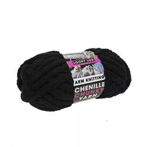 New Black Super Chunky Smudge Supersoft Chenille Knitting Yarn 37M Home 100G