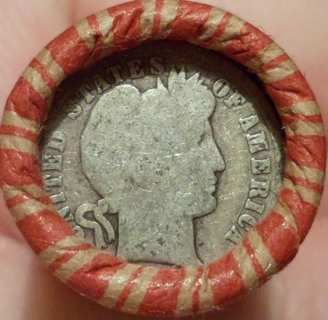 Estate Mixed Wheat & Indian Cent Roll with Barber Dime & Indian Head coins b3
