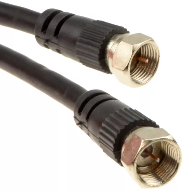 1m Satellite F Type Screw Connector for Sky/Cable/Satellite/TV Black Lead Nickel