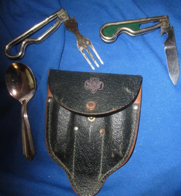 VINTAGE GIRL SCOUT Leather Schrade Utensil Set 25.99 PicClick