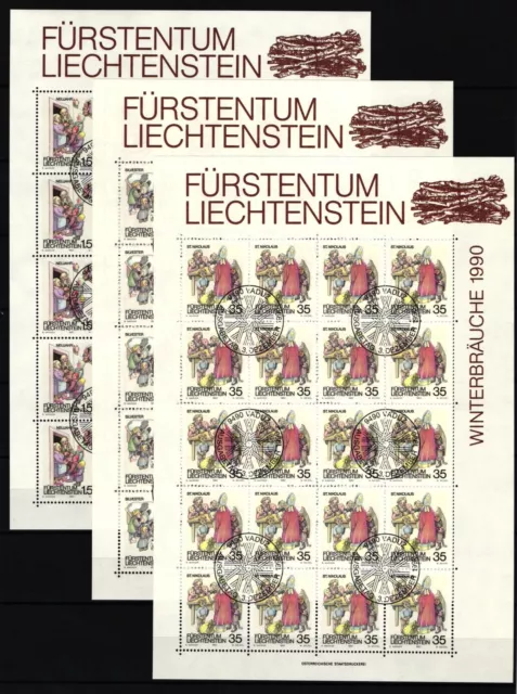 Set piccoli fogli timbrati Liechtenstein 1008-1010 con timbro primo giorno #IH969