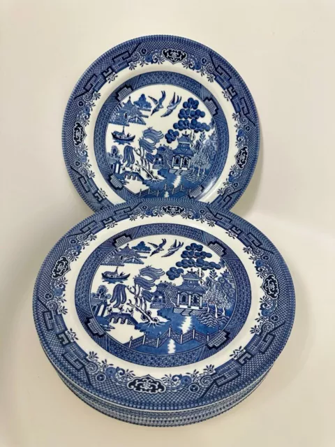 Churchill Blue Willow 10.25" Dinner Plate Made in Staffordshire England Set of 8