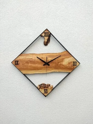New Elegant Look Designed Metal & Wood İndustrial Decor, Rustic Wood Wall Clock