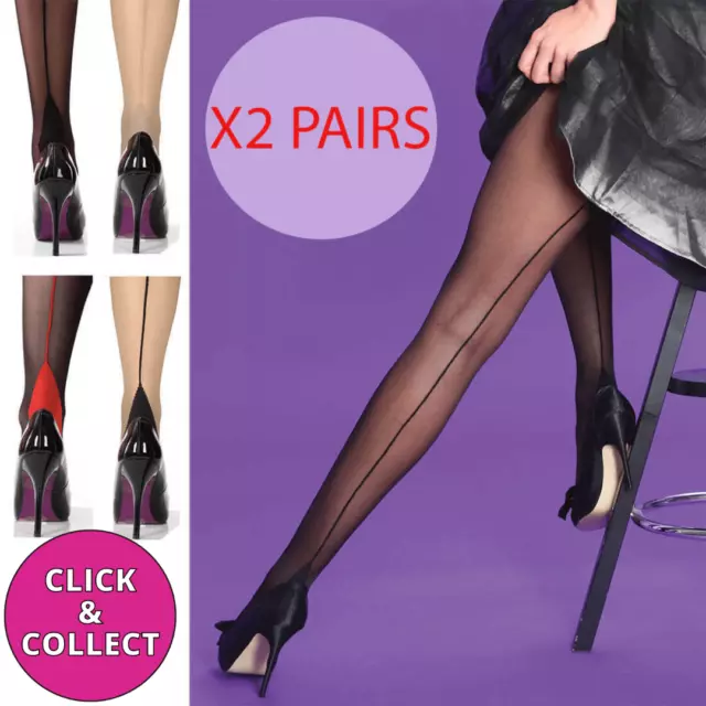 Seamed Line Stockings Burlesque 40s 50s Seamer Vintage Retro - DOUBLE PACK