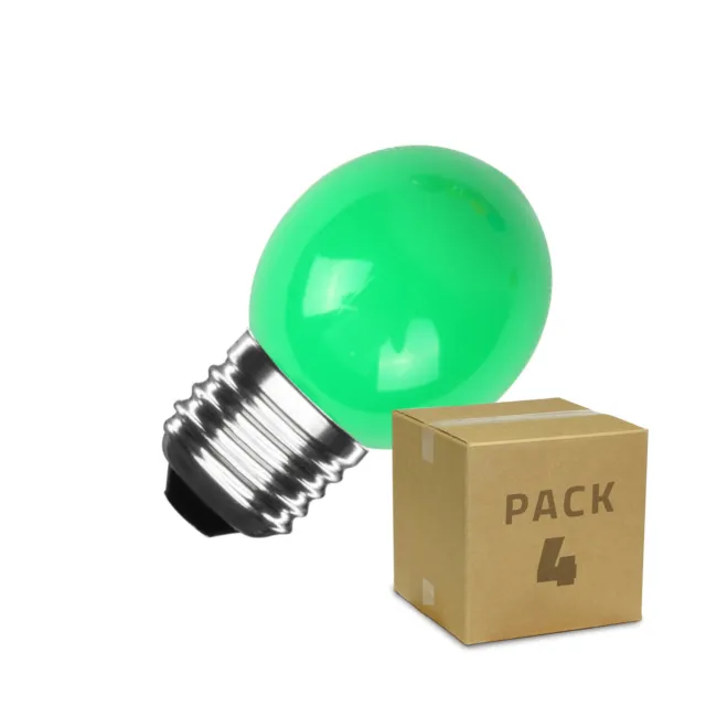 Pack 4 Bombillas LED E27 Casquillo Gordo 3W 300 lm G45 Verde