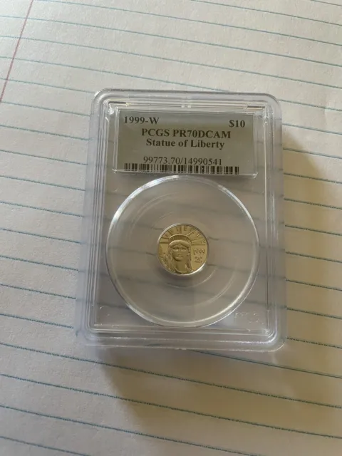 1999-W  PCGS PR70 DCAM $10 Platinum American Eagle/ Statue Liberty Coin