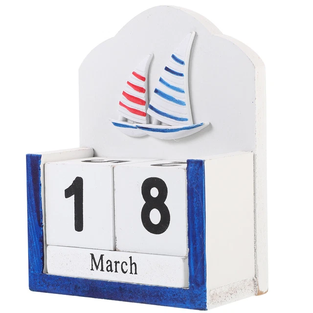 Calendrier Perpétuel En Bois Frescorr – Bloc Design Bureau 16,5 X 5,1 X 8,9 Cm, Décoration Maison Et Bureau