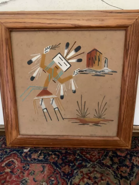 Estate Signed Native American Navajo Yei Sand Painting