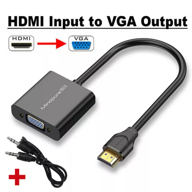 1080P HDMI Female to VGA Male with Audio Output Cable Converter Adapter Lead