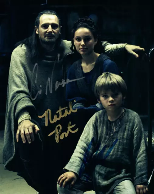 Liam Neeson Natalie Portman Jake Lloyd Signed 8x10 Pic autographed Photo + COA