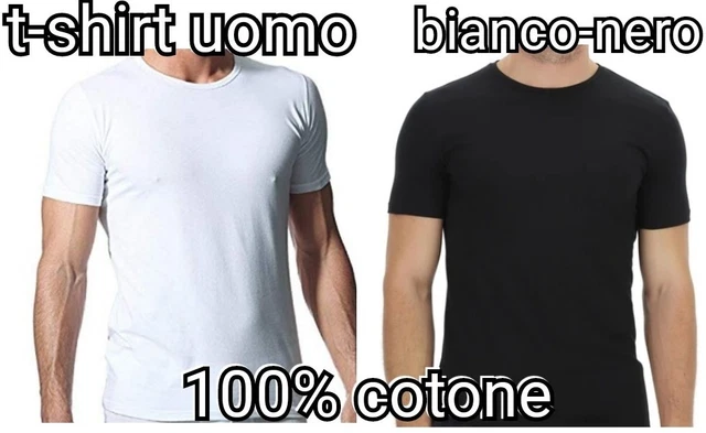 3-6 maglia t-shirt UOMO  COTONE 100% maglietta MADE IN ITALY BIANCO NERO INTIMO