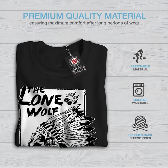 Felpa uomo indiana Wellcoda The Lone Wolf, maglione pullover casual selvaggio 3
