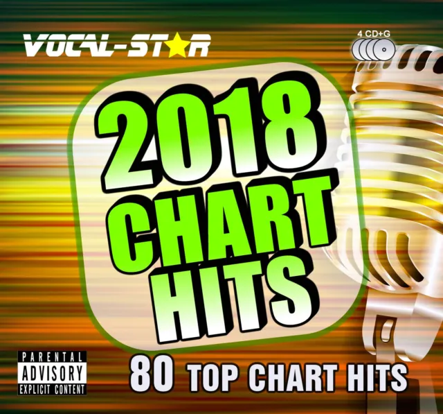 Vocal-Star 2018 Karaoke Chart Hits 80 Songs Cdg Cd+G 4 Disc Set - Inc Song Book