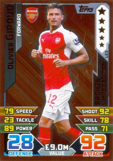 2015/2016 Topps Match Attax Bronze Limited Edition Oliver Giroud Arsenal