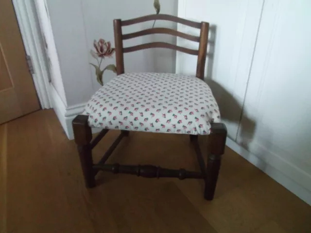 ANTIQUE NURSING CHAIR OAK  LAURA  ASHLEY "ROSEBUD" H 56cm W50cm SEAT H 34cm