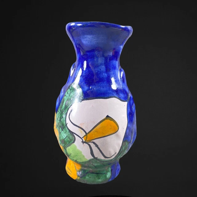 Vintage Talavera Studio Pottery Vase Art Pottery 6”T 2.5”W Signed Multi Color