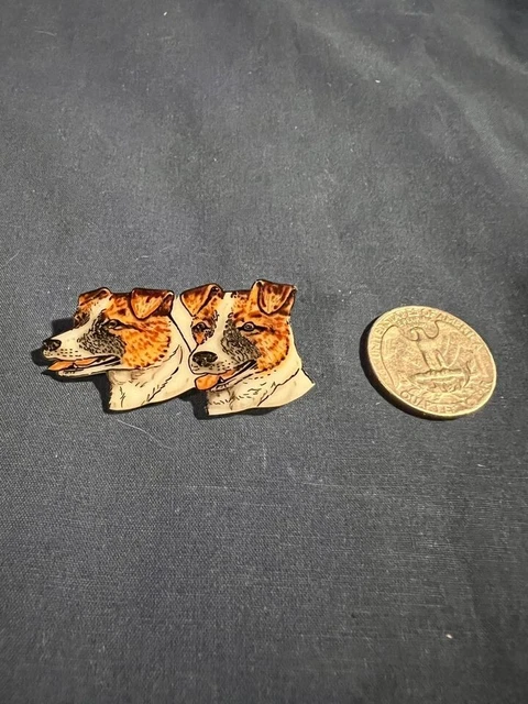 Handcrafted Two tri-color Jack Russell Terriers Acrylic Pin