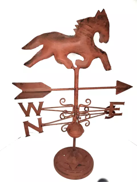 Cast iron horse weather vane rustic 20 in farm garden base barn decorative