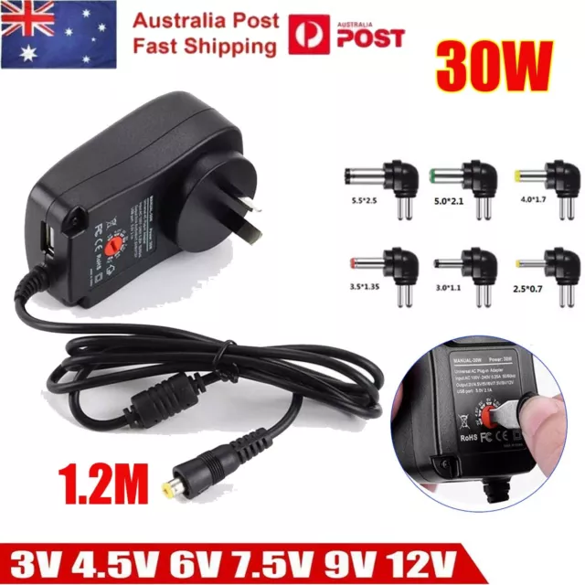 30W 3V/4.5V/5V/6V/7.5V/9V/12V Universal AC/DC Plug-in Power Wall Supply Adapter