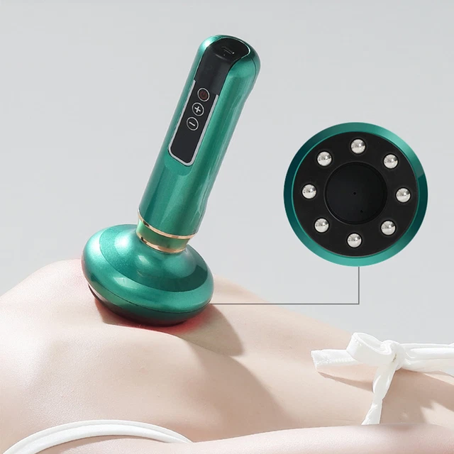 (Dark Green)Electric Cupping Gua Sha Massager 6 Levels Suction Pulsed Electric