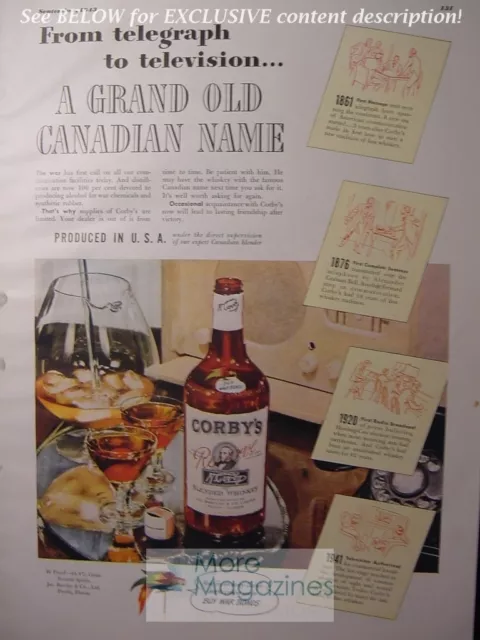 RARE 1943 Esquire Advertisement AD CORBY's Blended Whiskey! WWII Era