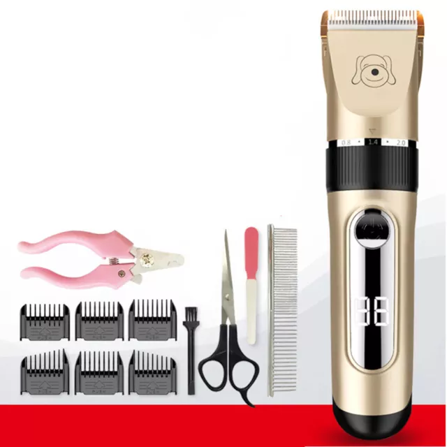 Dog Cat Pet Grooming Kit Rechargeable Cordless Electric Hair Clipper Trimmer Set